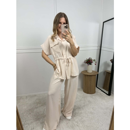 Komplet z koszulą Ewo beżowy