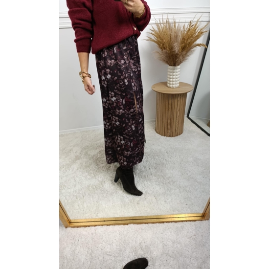 Spódnica midi Eliza śliwka z brązem