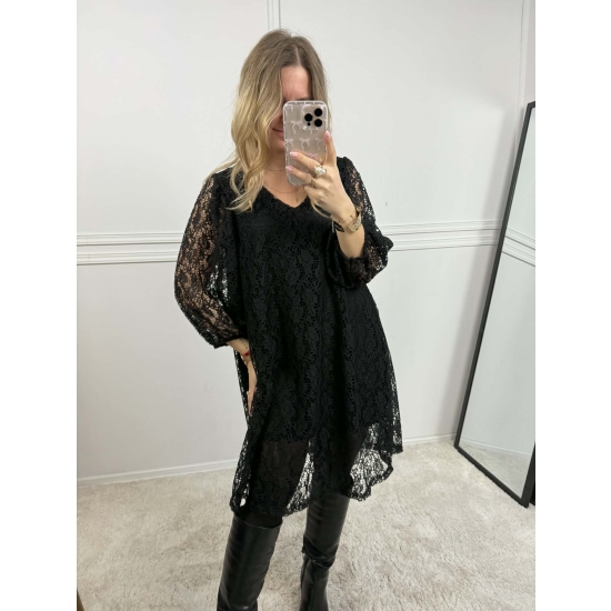 Sukienka koronkowa trapezowa Syntia czarna