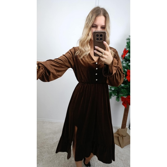Sukienka welurowa Diuna czekoladowa