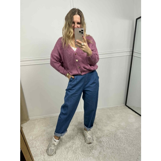 Krótki kardigan Monica jagodowy