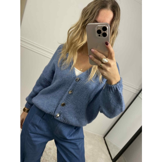 Krótki kardigan Monica pastelowy blue jeans