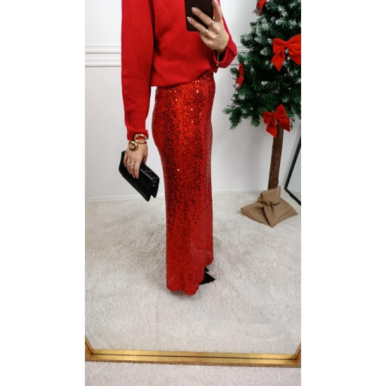 Spódnica cekinowa maxi Ariel czerwona