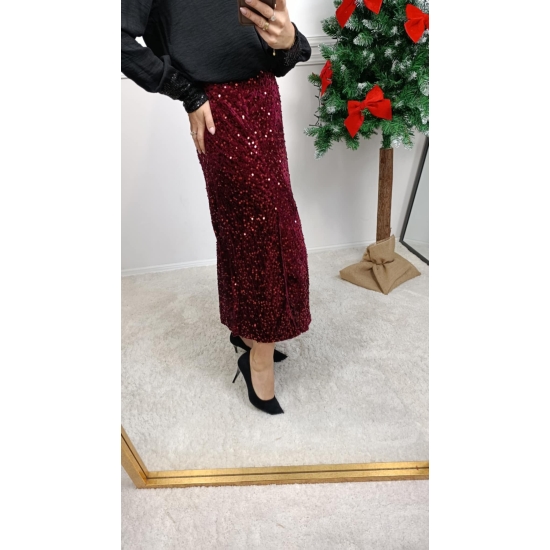 Spódnica cekinowa midi Olivka bordo