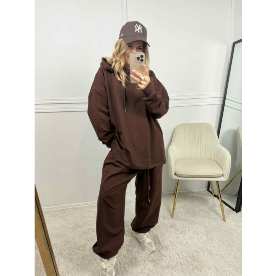 Komplet bawełniany Modern II plus size czekoladowy