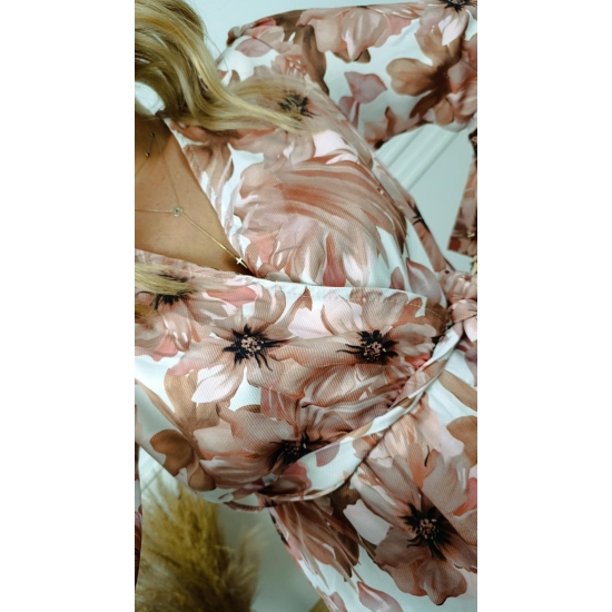 Sukienka Sorella biało brązowa