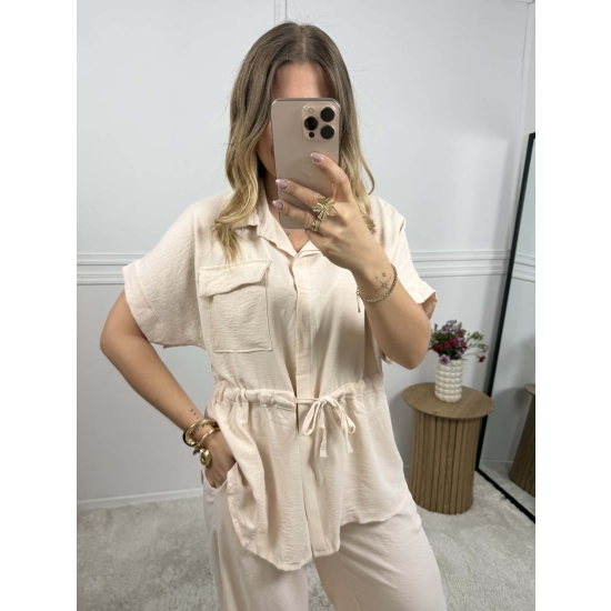 Komplet z koszulą Ewo beżowy