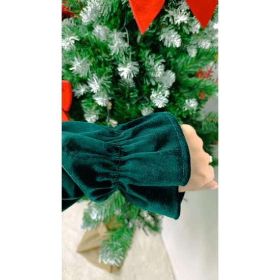 Sukienka welurowa Diuna butelkowa zieleń